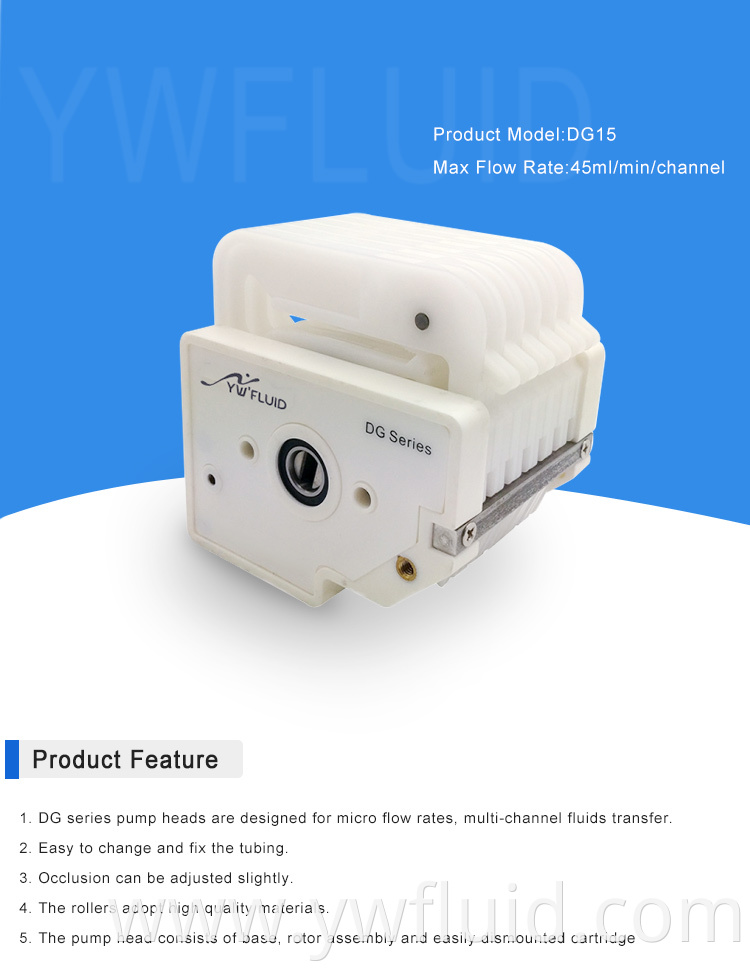 YWfluid Multi channel Peristaltic pump head With Low flow rate 0-48ml/min Used for laboratory equipment